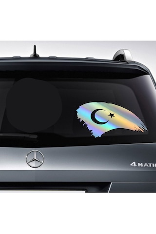 Türk Bayrağı Sticker - Ay Yıldız, Türkiye, Araba Oto Motosiklet Karavan Sticker - 00786 14x7 Cm