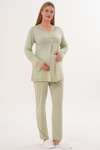 Mecit Pijama Mecit 5808 Kadın Hamile Lohusa Pijama Takımı Yeşil