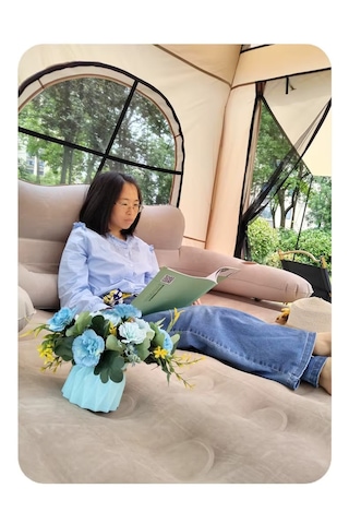 Su Geçirmez Şişme Kamp Çadırı 6 Kişilik Aile Çadırı 230x230x170cm Bej