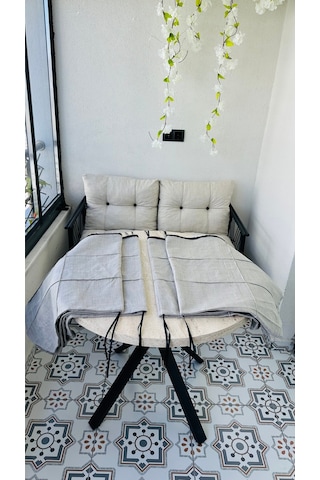 Bahçe Balkon Takımı Minder Kılıf Takımı 4 Adet Açık Gri