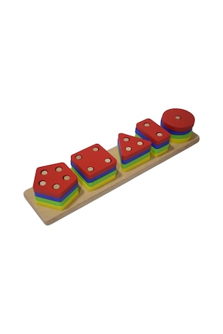 Eğitici Ahşap Geometrik Şekilli Montessori Bul Tak 21'parça Kokusuz, Sağlıklı, Boyası Çıkmaz