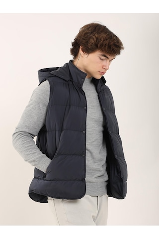 Dufy Lacivert Erkek Regular Fit Dik Yaka Yelek Mont - 96668 Lacivert