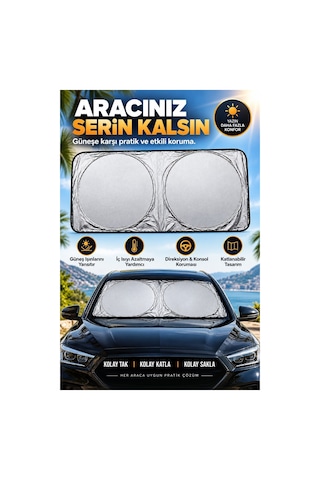 Robeve Araç Ön Cam Güneşliği Katlanabilir Reflektif Tasarım - Güneş Ve Isı Koruyucu Oto Güneşlik, Direksiyon Torpido Konsol Koruyucu Araba Aksesuarı Araba Güneşlik Araç Güneşlik Oto Perde Araç Perde