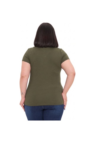 Disentis Modest Büyük Beden Bisiklet Yaka Kısa Kollu Viskon Haki Body
