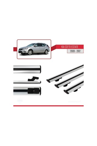Kia Ceed Sportswagon 2009-2012 Arası İle Uyumlu Basic Model Ara Atkı Tavan Barı Gri 3 Adet