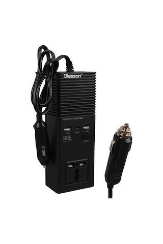 Olesson 1665 Dc 12-24v 200w Oto Araç Power İnverter Ek Çakmak Girişi - Type-c - Çift Usb - 220v Üniversal Priz