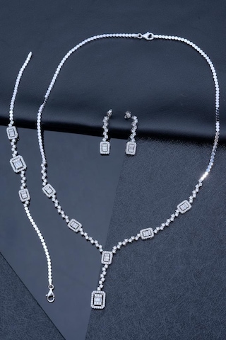 925 Ayar Gümüş Kadın Baget Taşlı Elegant Set