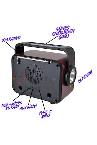 Şömine Tasarımlı Retro Taşınabilir Bluetooth Speaker Güneş Eneji Şarj Özelliği El Feneri Fm Radyo/usb/aux/