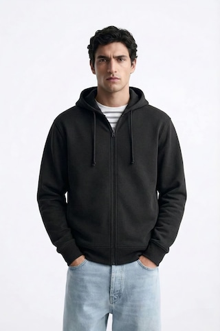 Markapia Erkek Fermuarlı Kapüşonlu İçi Polarlı Sweatshirt Antrasit L