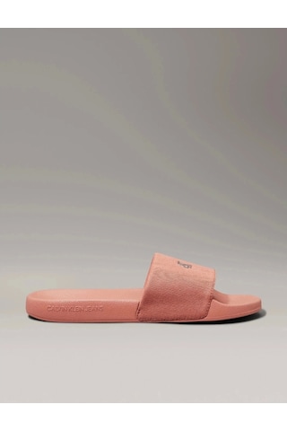 Calvin Klein Kadın Turuncu Slide Monogram Terlik Çok Renkli