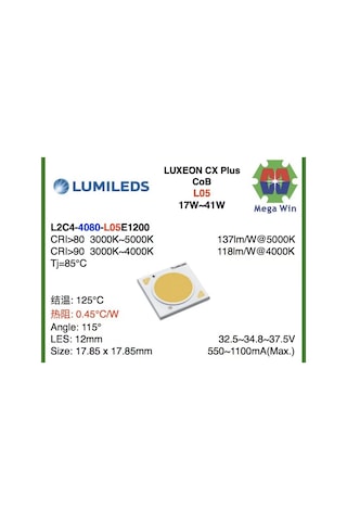 Philips Lumileds Cob Led 30-40w Luxeon Cx Plus Renk Sıc.5000k