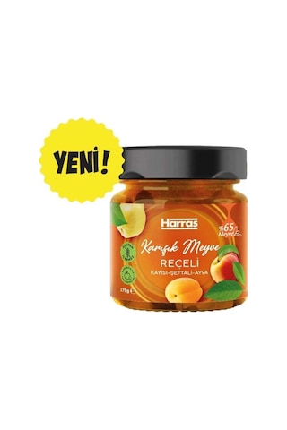 Şeker İlavesiz Karışık Meyve Reçeli 275 G X 2 Adet - %65 Meyve Oranlı Kayısı Şeftali Ayva Karışımı