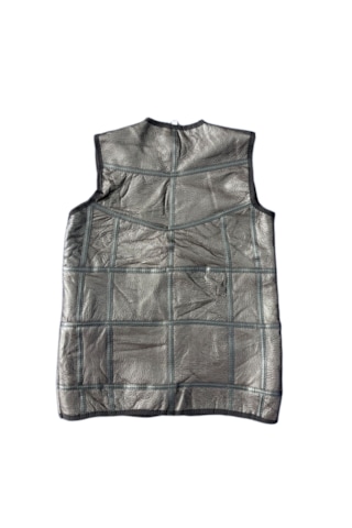 Ln Leather Özel Üretim Patchwork -süet Gerçek Deri Çocuk Yelek 5-6 Yaş Koyu Kahverengi