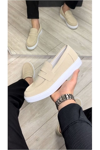 Estilo X Bağcıksız Süet Erkek Günlük Spor Klasik Ayakkabı Bt - Krem Krem