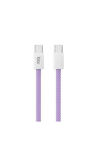 Bix T4cc 65w Usb-c To Usb-c Manyetik Tasarımlı Örgülü Hızlı Şarj Ve Data Kablosu 1 Metre Mor