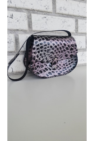 Medorya Design Mor Mavi Işıltılı Leopar Rugan Hakiki Deri Mini Çanta