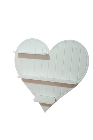 Ahşap Boyalı Mdf Dekoratif Kalp Duvar Rafı - Terek