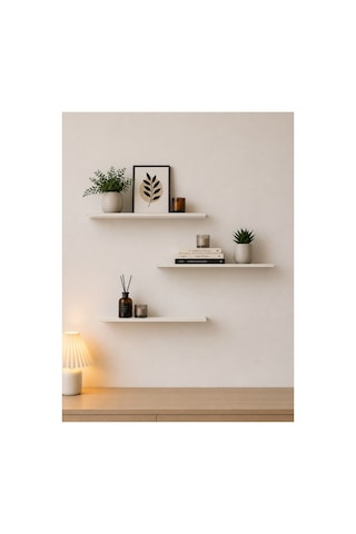 Nest 3 Raflı Gizli Monte Uçan Raf 50 15 Cm Ay Taşı
