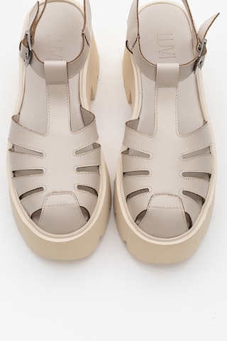 Luvishoes Luvi Shoes Verua Krem Kadın Kalın Tabanlı Sandalet Krem