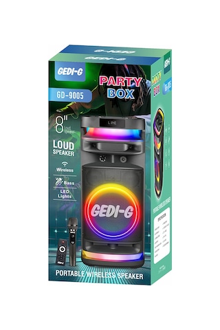 Gd-9005 Mikrofonlu Rgb Tws 8 İnç Stereo Bass Kablosuz Karaoke Hoparlör