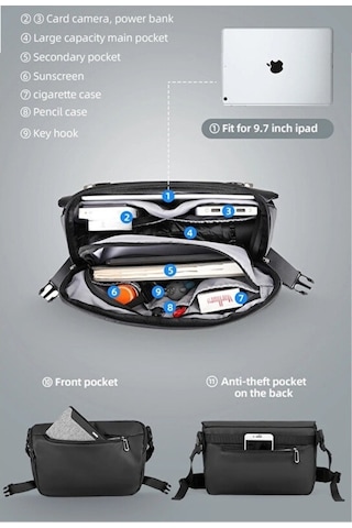 Prestigegoods Mark Ryden Mr8109 Oxford Omuz Çantası - Erkek Öğrenci Dostu Postacı Çantası Siyah