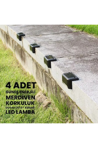 Upway 4 Lü Güneş Enerjili Merdiven Ve Bahçe Duvar Lambası Ip45 Su Geçirmez Led Aydınlatma