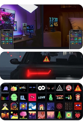 Oto Led Ekran Emoji Ekranı Bluetooth Telefon Kontrol Animasyonlu