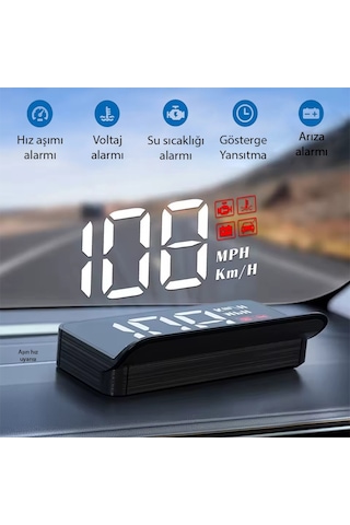 Ally M3 Hud Obd2 Head-up Display Dijital Hız Göstergesi E-obd Ve Gps Destekli Obd Arayüzlü - Alarmlı Ön Cam Ekran Projektör