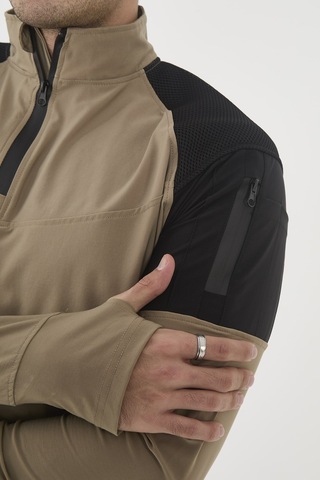 Camp Scoutland Camp138 Outdoor Tactical Su iticili Erkek Bej-Siyah Taktik Sweatshirt
