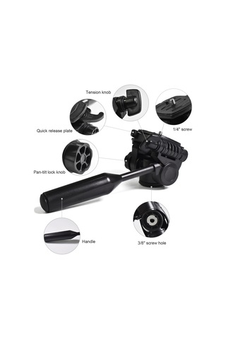 Dofolink Kamera Tripodu Kafa - 360 Dikey/90 Yatay Döndürme, 5kg Yük Taşıma, 1/4" Ve 3/8" Bağlantı, Hızlı Montaj Paneli Siyah