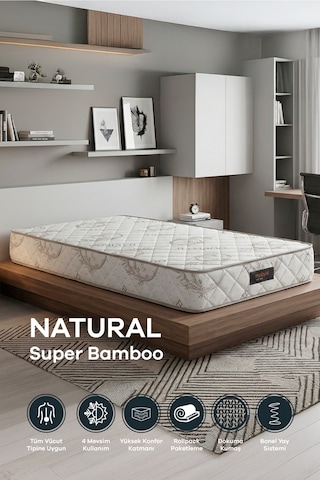 Full Ortopedik Natural Süper Bambu Yatak Çift Kişilik