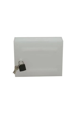 Karlobi - Pleksi Tip Box Bahşiş Kutusu Buz Beyaz 20x13x12 Cm