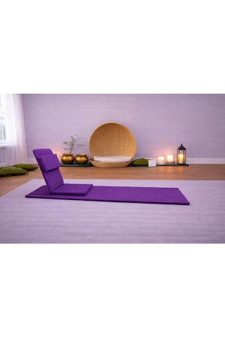 Backjack Meditasyon Sandalyesi Destekli Yer Minderi + 60x180 Kumaş Mat - Backjack 3xl Mat+backjack İkili Set Mor