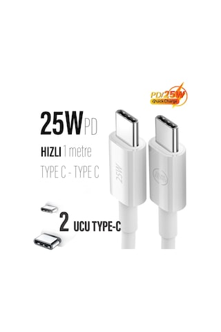 Samsung S20-s20 Fe-s20+-s22 Uyumlu Hızlı Şarj Kablosu 25w Hızlı İki Ucu Type-c Kablo