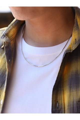 925 Ayar Gümüş Yılan Model Yuvarlak Zincir Kolye 1,5 Mm