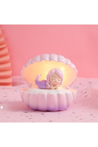 Kabuk Denizkızı Prenses Reçine Gece Lambası-pembe Açık Pembe