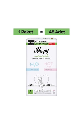 Sleepy Natural Double Soft Ultra Paket Külot Bez 7 Numara Xxlarge 48 Adet
