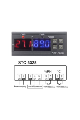Stc-3028 Dijital Sıcaklık ve Nem Kontrol Termometresi 220v Rc-10065