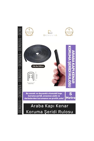 Fitilşerit Otomobil Kapı Kenar Metal Klipsli Kauçuk Esnek Darbe Çizilme Koruma Fitil Şeridi Rulosu