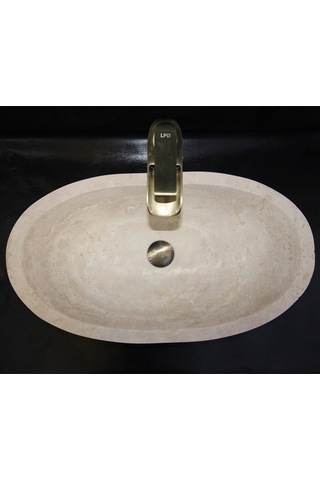 Traverten Elips Kayık Lavabo