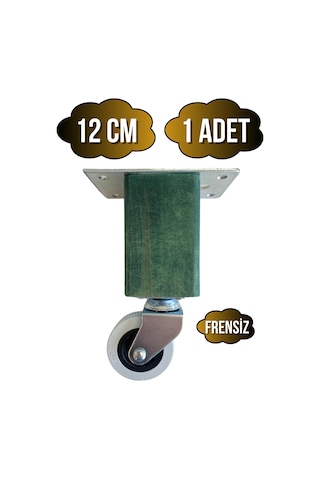 Kale Ahşap Tekerli Ayak Mobilya Masa Ve Dolap Tekerli Ayağı Frensiz 12cm Yeşil 1 Adet Kayın Yeşil
