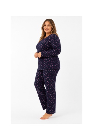 Sleeproom Büyük Beden Kadın Mevsimlik Pointiel Yıldız Desen Pijama Takımı Lacivert