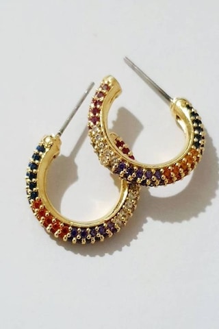Mix Taşlı Halka Küpe N11.971 Altın