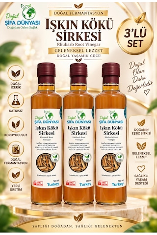 Işkın Kökü Sirkesi Doğal Fermantasyon 3 X 500 Ml 3 Lü Set