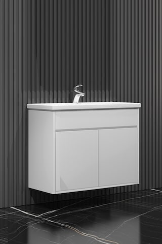 Çiğdem Asma 80 Cm Beyaz Mdf Lavabolu Banyo Alt Dolabı Beyaz