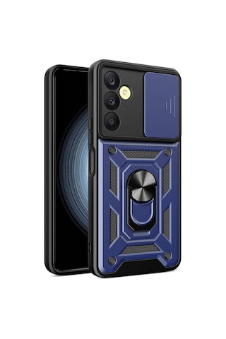 Zore Samsung Galaxy Uyumlu A25 Kılıf Magnetik Standlı Kamera Korumalı Omsy Sürgülü Vega Kapak - Siyah