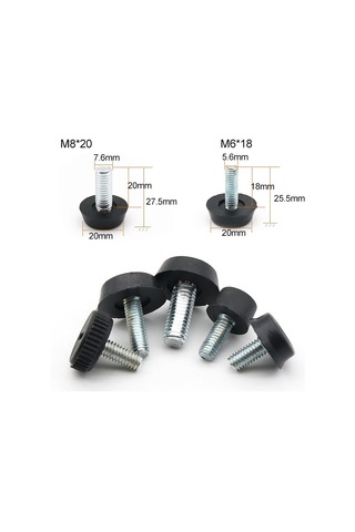 100 Adet Ayarlanabilir Ayak Pedi Mobilya Vida Destek Saplaması, M6x18 Siyah Diğer
