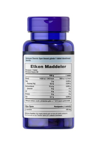 Puritan's Pride L-Carnitine 500 Mg 60 Tablet