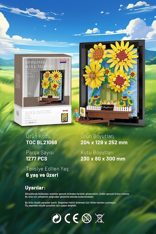 Balody Ayçiçeği Blok Tablo Serisi Mini Blok Yapı Oyuncakları 1277 Parça