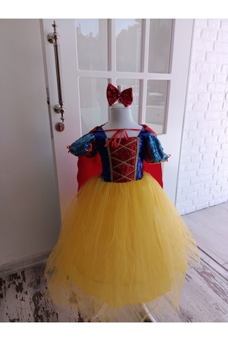 Watca Butik Çocuk Sarı Pamuk Prenses Kostüm Seti 2 -12 Yas Kırmızı Mavi Sarı